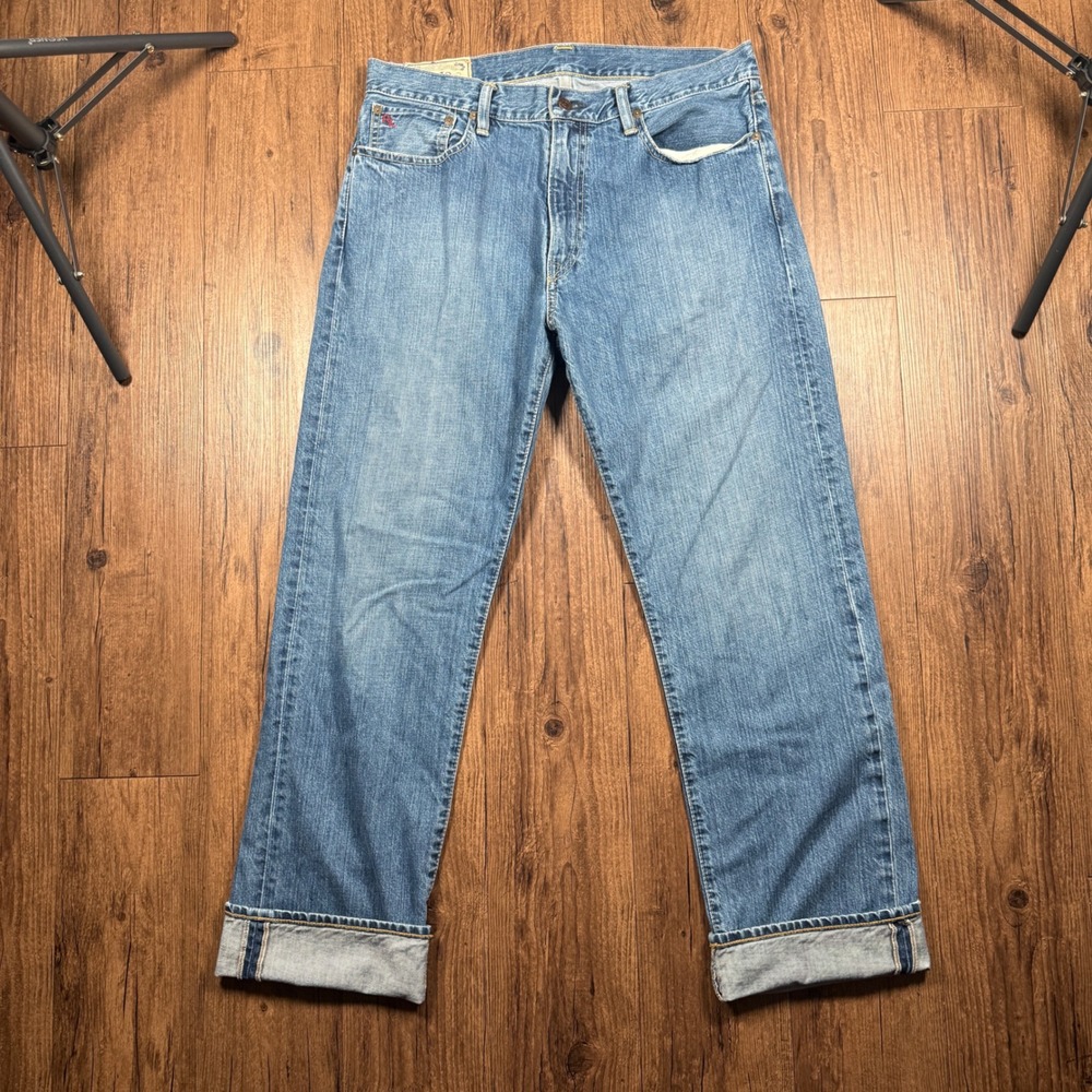 Polo Ralph Lauren Thompson Relaxed Selvedge Jeans Mens 33x32 (34x32) Blue Denim